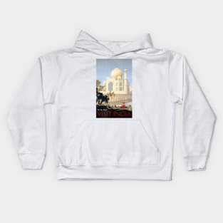 VISIT INDIA The Taj Mahal Tours and Cruises Vintage Holidays Travel Kids Hoodie